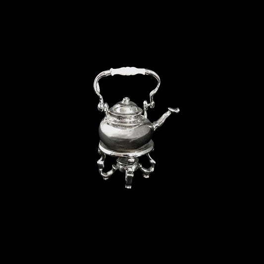 Sterling Silver Victorian Tea Kettle on Stand by Eugene Kupjack