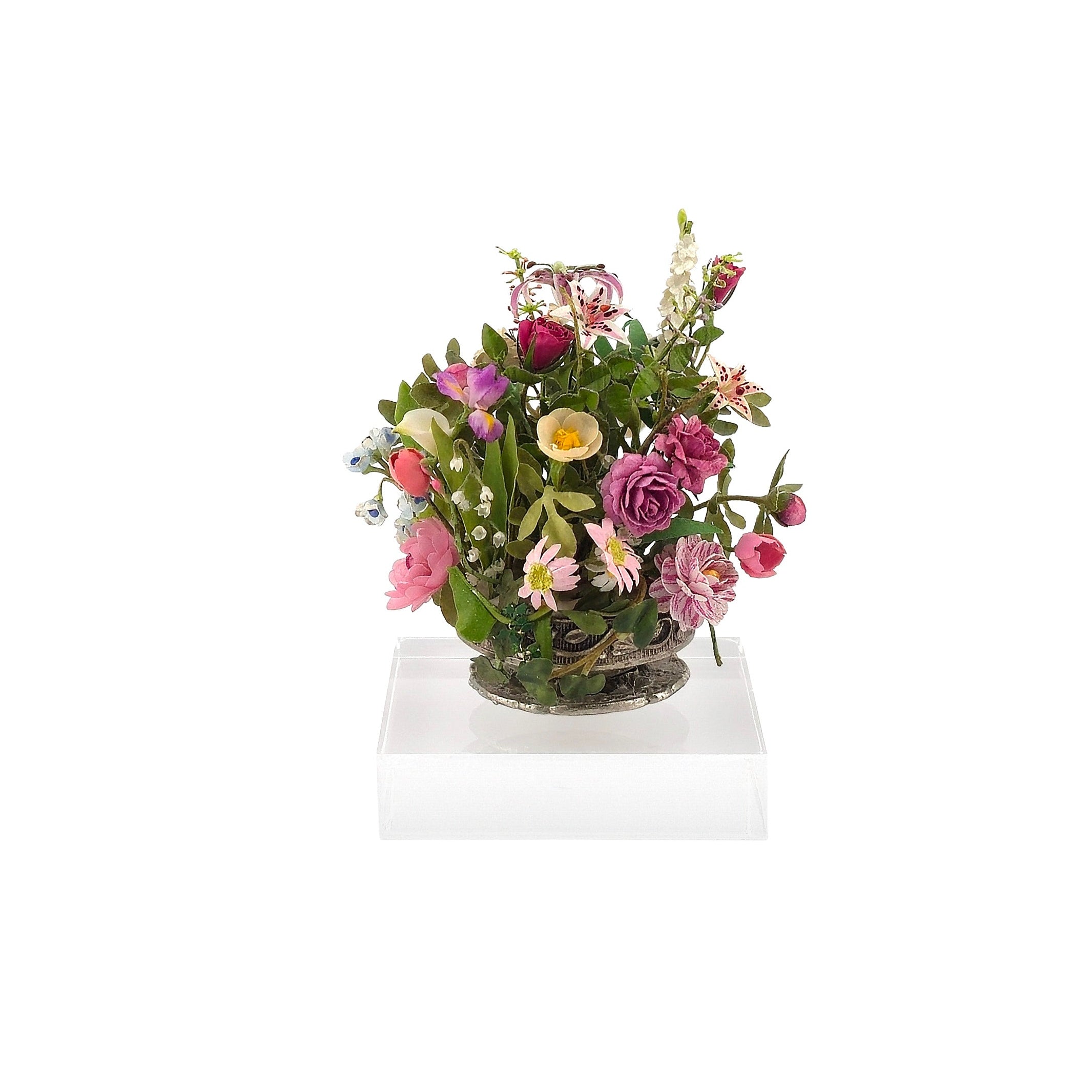 Carol Wagner Mixed Artisan Floral Arrangement in Pewter Planter