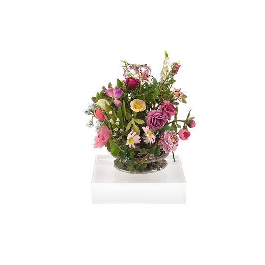 Carol Wagner Mixed Artisan Floral Arrangement in Pewter Planter