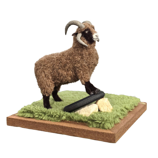Takanashi Takumi Miniature Felted Wool Ram Dollhouse Animal