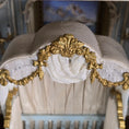 Load image into Gallery viewer, June Clinkscales Custom Blue Hand-Painted Rococo Baby Crib with Silk Canopy 2014
