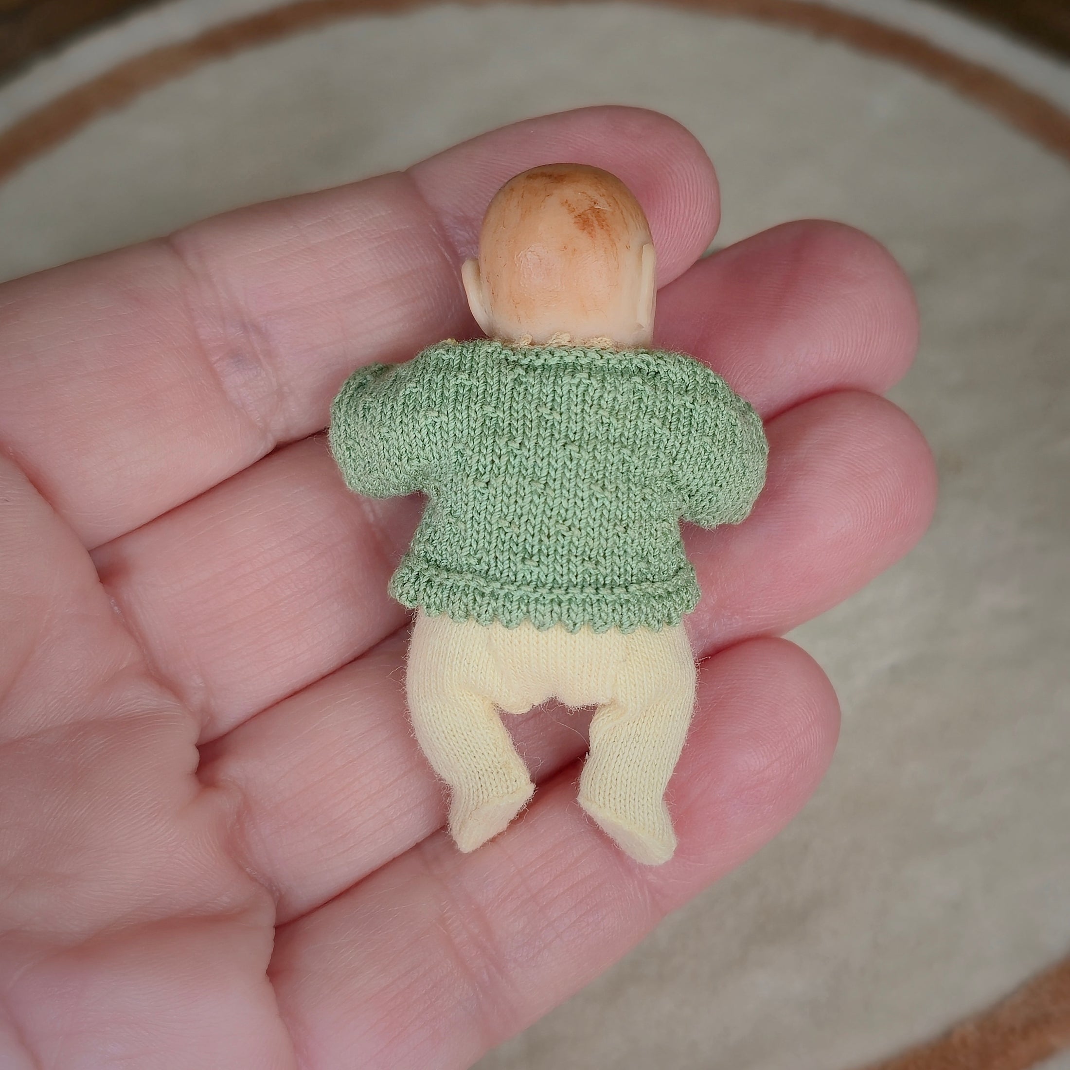 Rare Catherine Muniere Miniature Baby Doll with Moses Basket