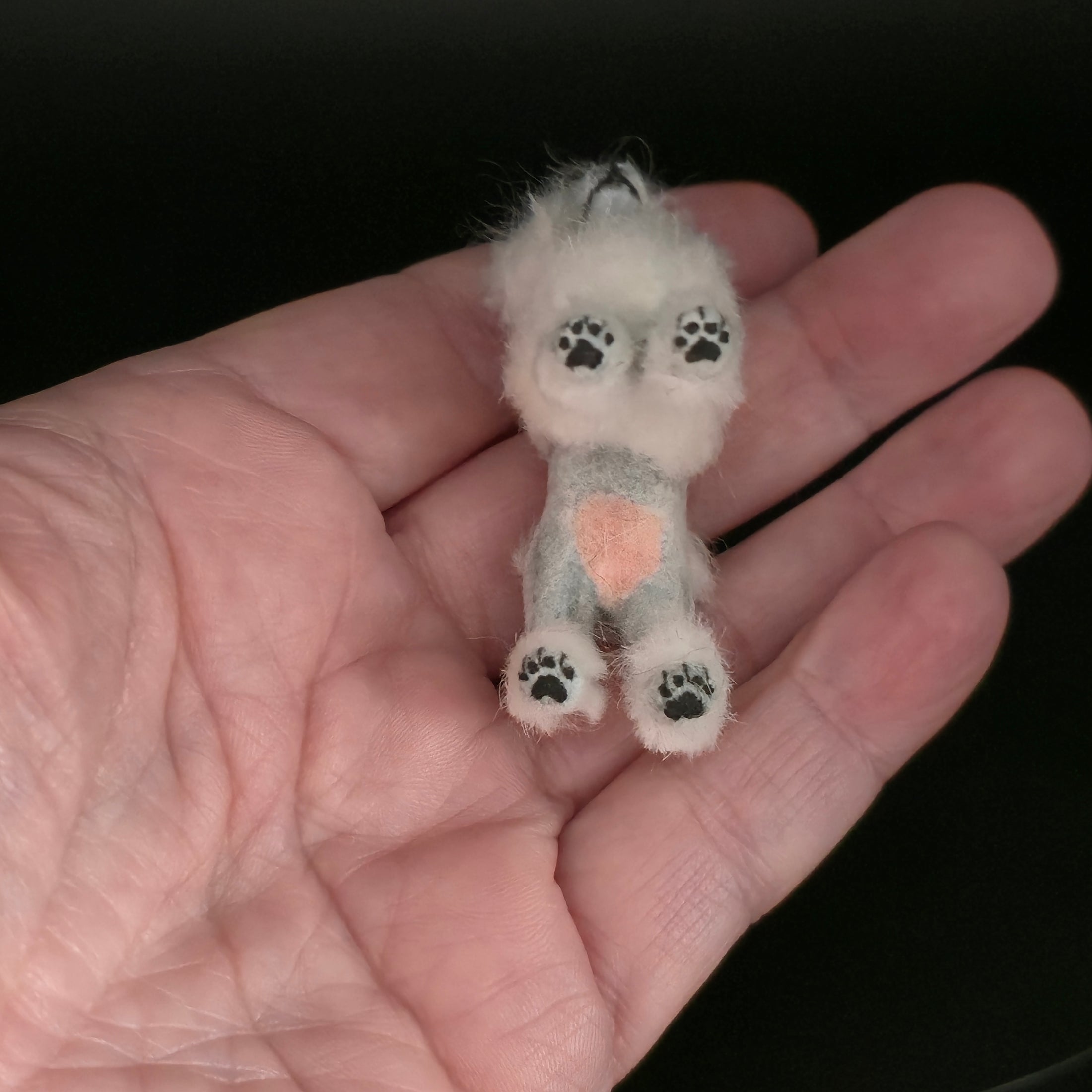 Vintage Miniature White Poodle Dog Figure Artisan Dollhouse Pet