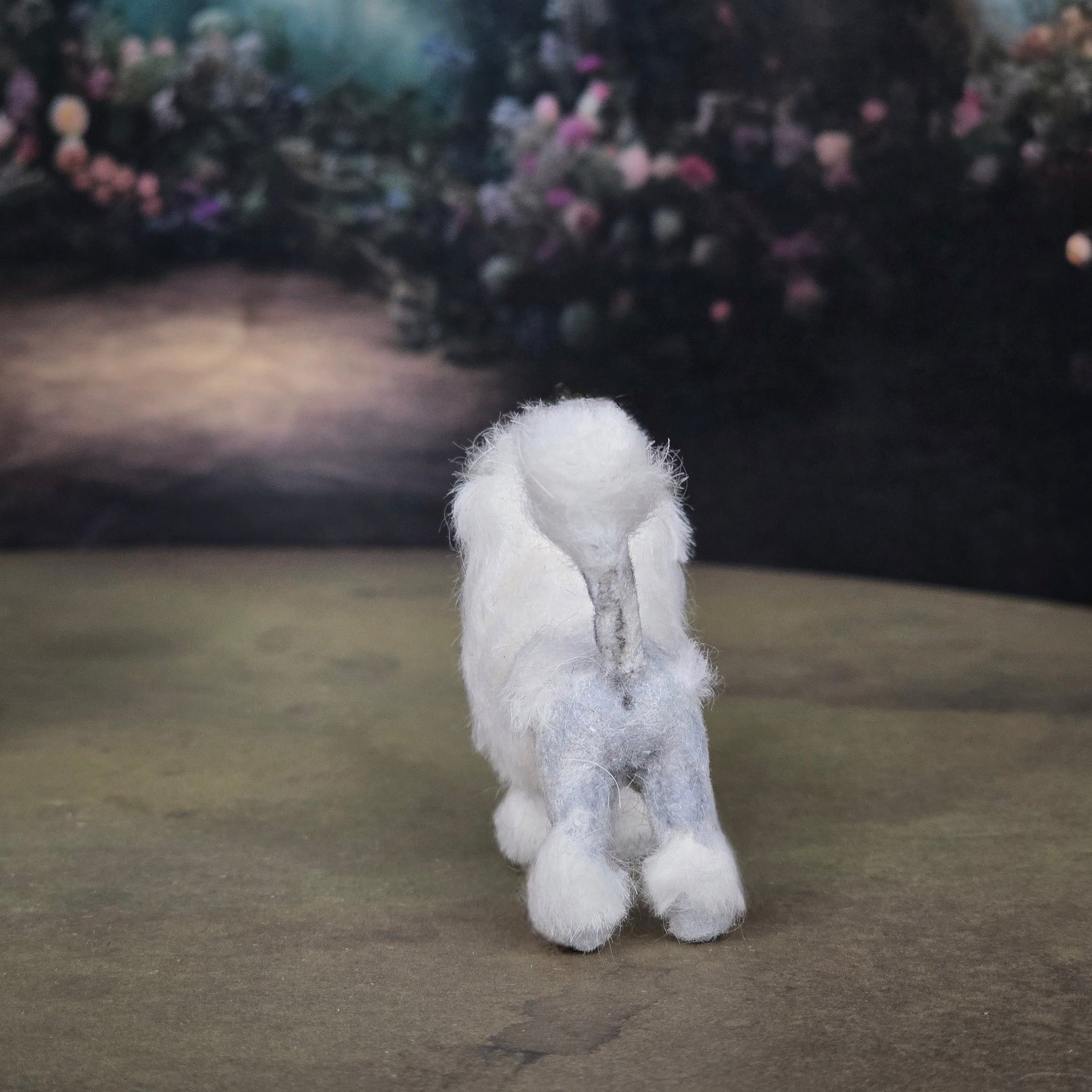 Vintage Miniature White Poodle Dog Figure Artisan Dollhouse Pet