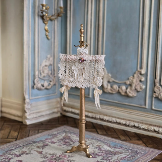 Miniature Victorian Lace Collar on Hanger Dollhouse Accessory