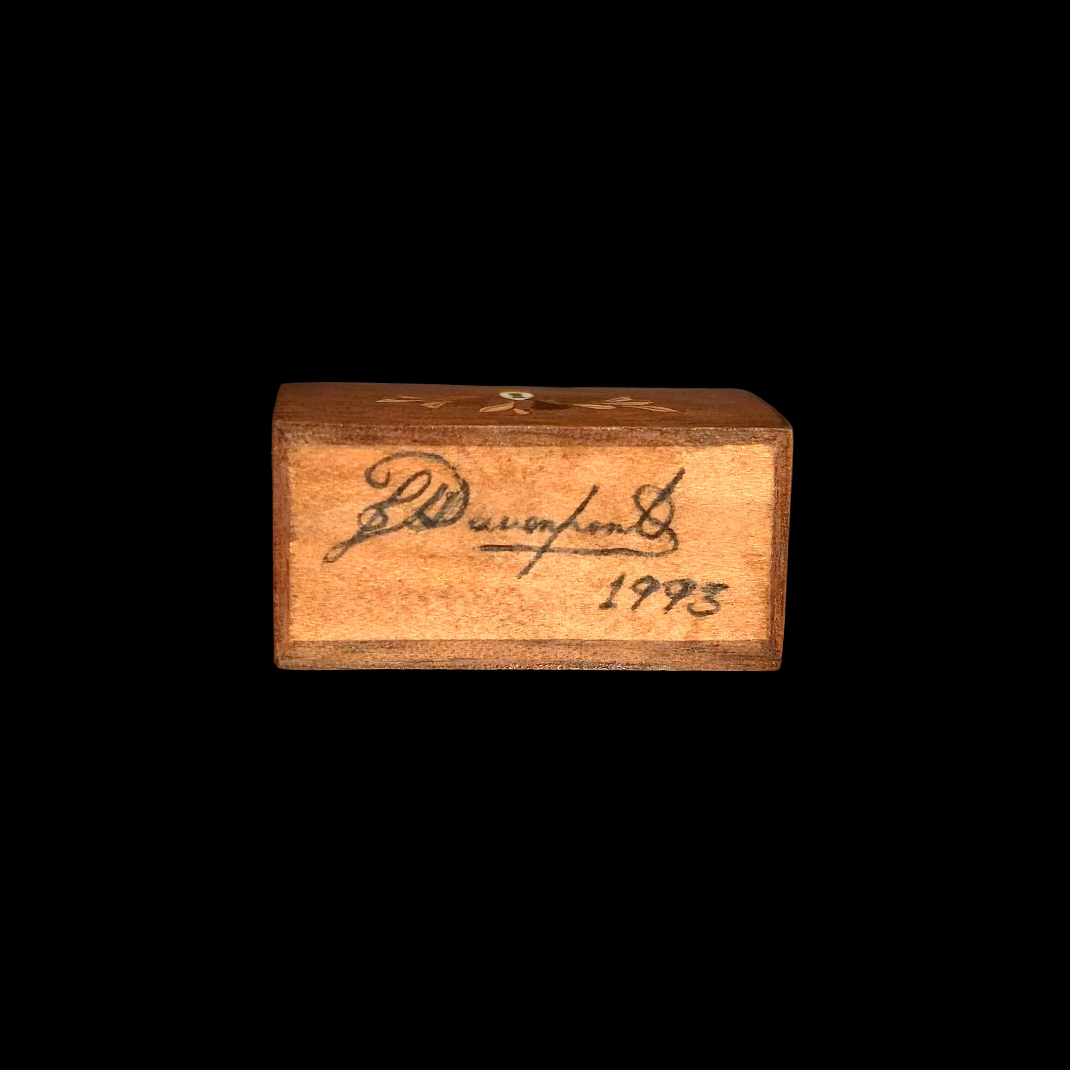 John Davenport Miniature Inlay Wood Lidded Letter Box RARE 1993