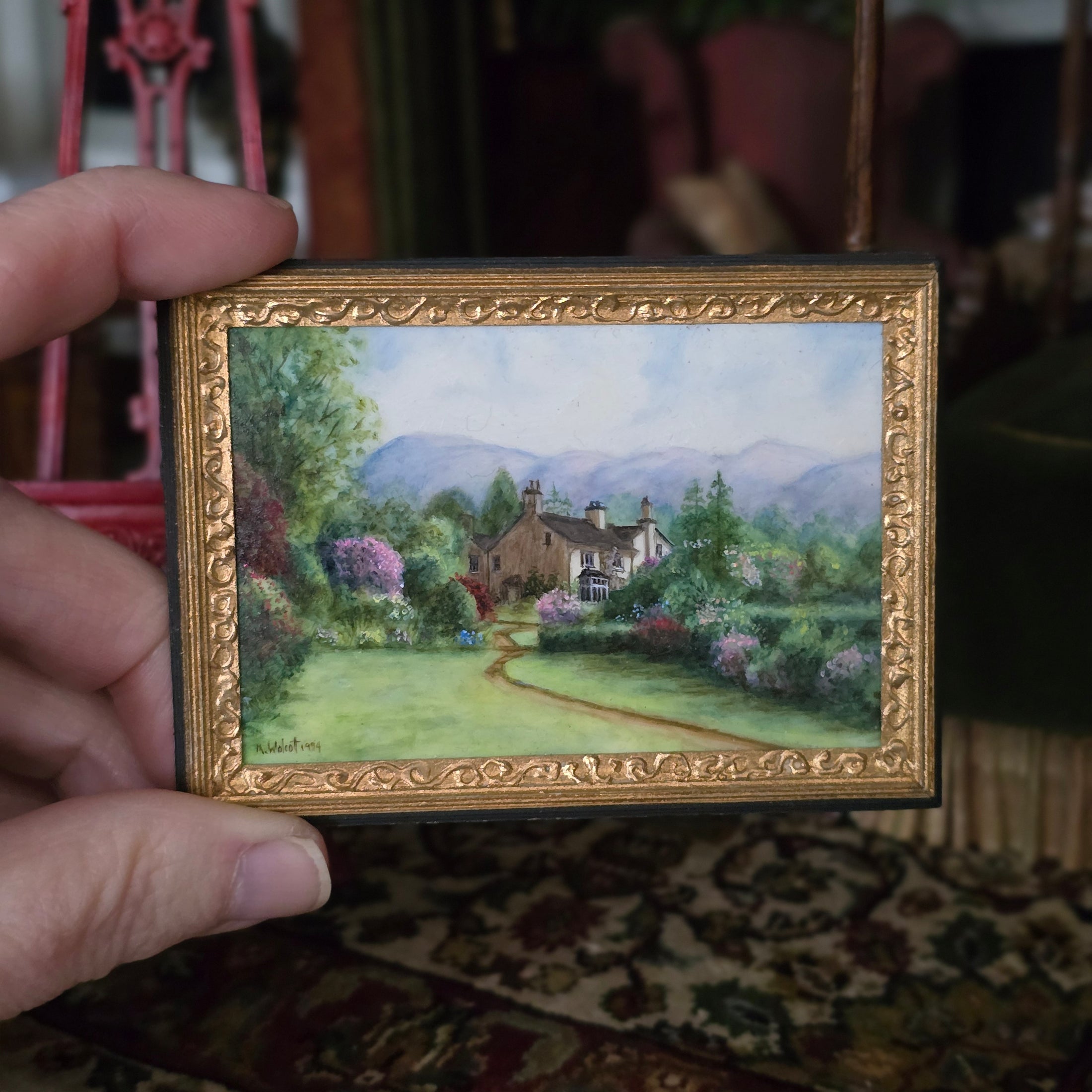 Melissa Wolcott Miniature Oil Painting Mt Rydal Wordsworth Home
