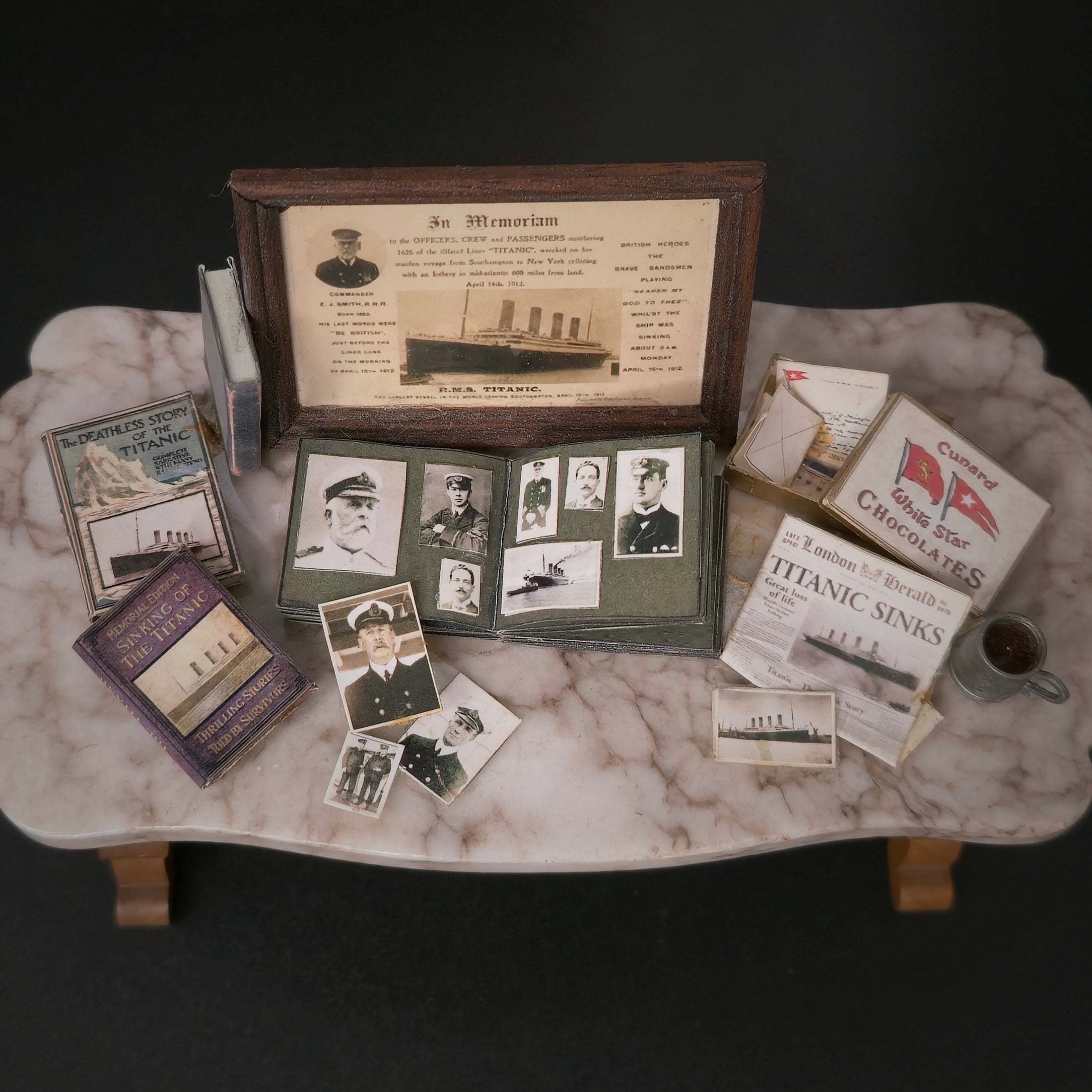 Miniature Titanic Ephemera Memorial Vignette Artisan OOAK Paper Display