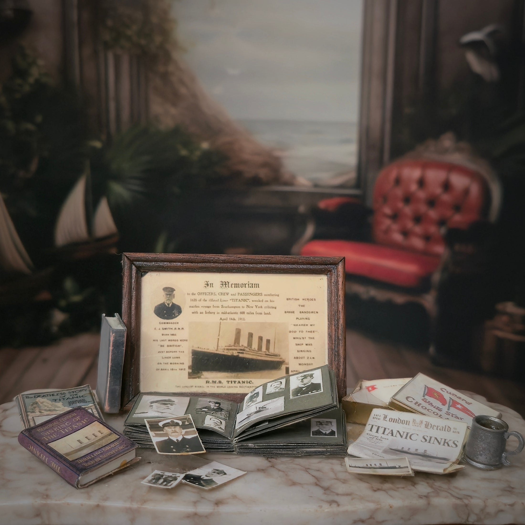 Miniature Titanic Ephemera Memorial Vignette Artisan OOAK Paper Display