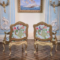 Load image into Gallery viewer, John J. Hodgson Gold-Leafed Peacock Upholstered Settee & Armchairs 3-Piece Living Room Set
