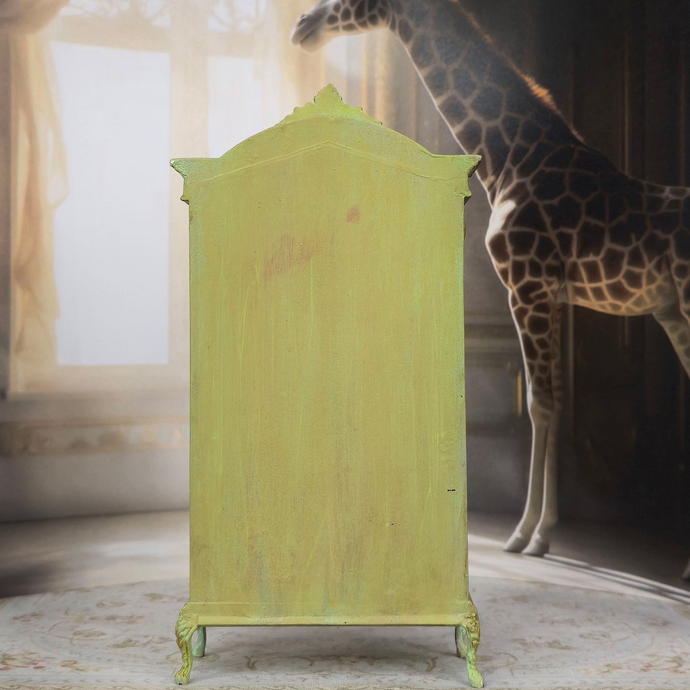 Jill Dianne Green Hand-Painted Fairytale Wardrobe Cabinet with Storybook Murals