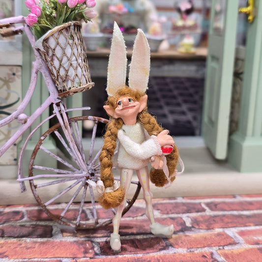 Vintage Cynthia Baron Easter Elf Girl with Bunny Ears and Braids