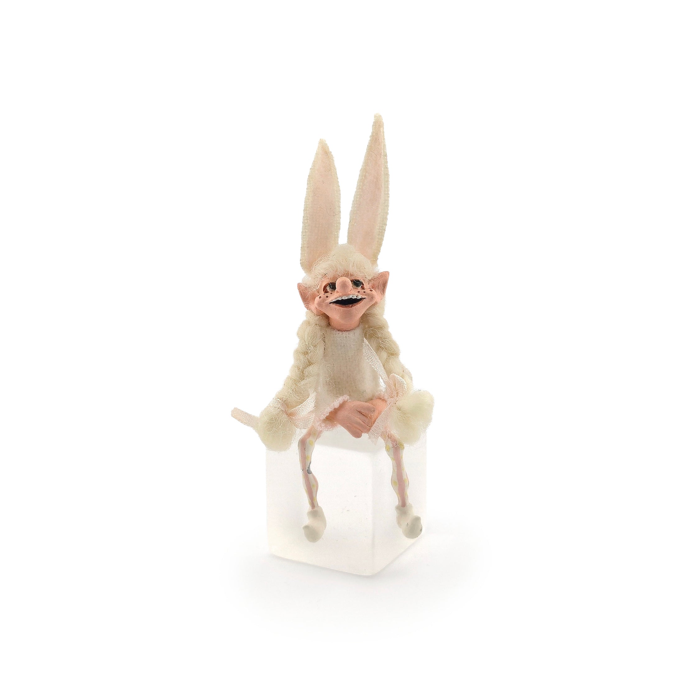 Vintage Cynthia Baron Easter Elf Girl Doll with Bunny Ears with White Braids