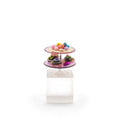 Load image into Gallery viewer, Pink Glass Two-Tier Miniature Cake Stand Dressed with Easter Treats
