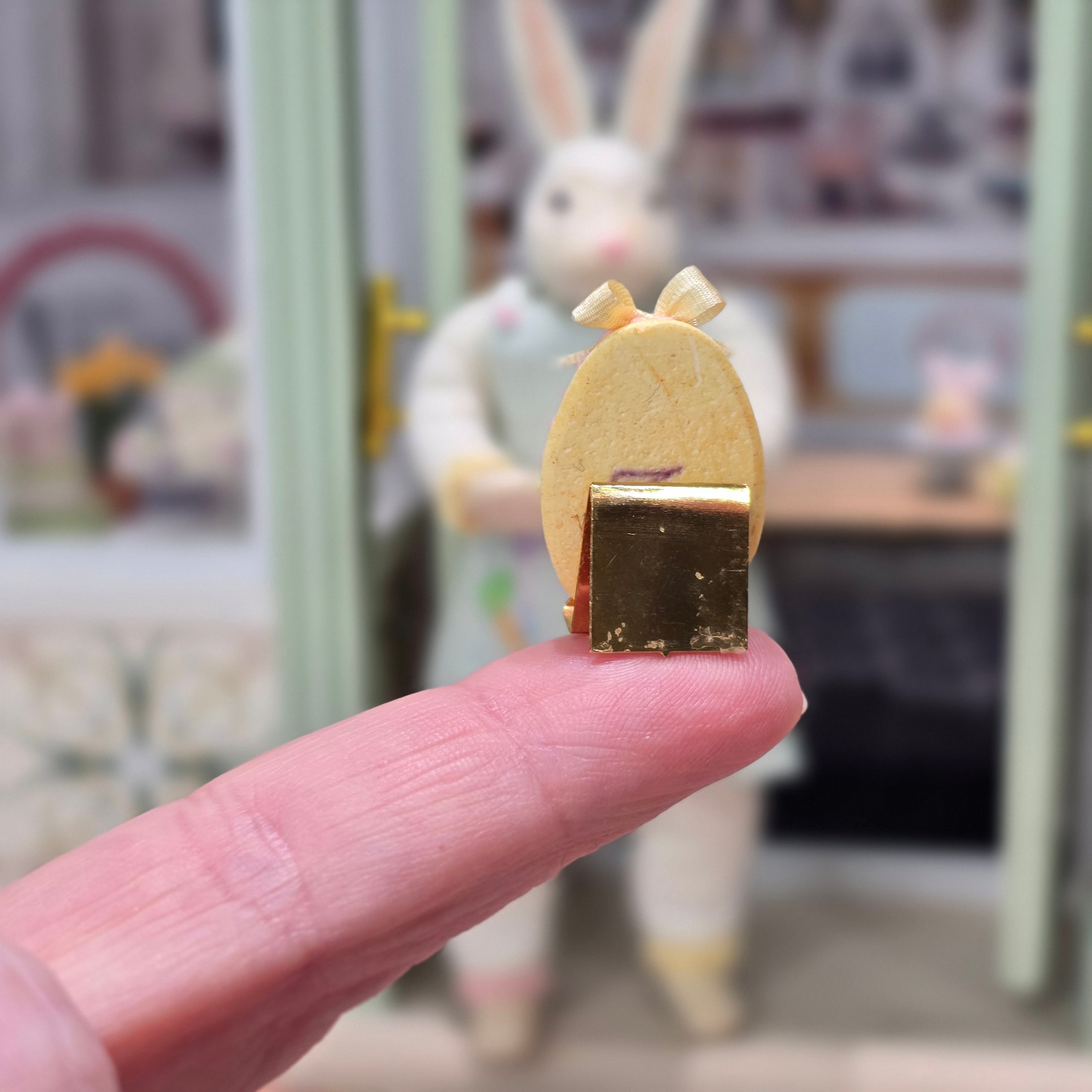 Miniature Decorated Easter Egg Sugar Cookie with Bunny Scene by Paris Miniatures