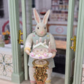 Load image into Gallery viewer, Putz-Style Easter House on Glass Cake Stand Spring Candy Cottage Vintage Artisan
