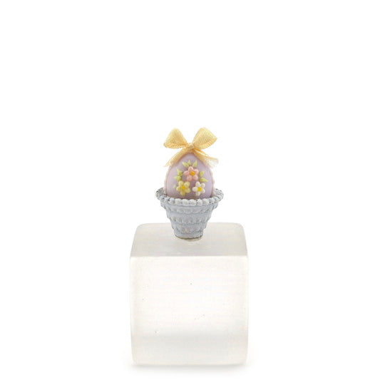 Paris Miniatures France OOAK Lavender Sugar Easter Egg in Painted Metal Basket