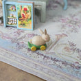 Load image into Gallery viewer, Yellow & Green Vintage Wooden Nursery Bunny Pull Toy Miniature

