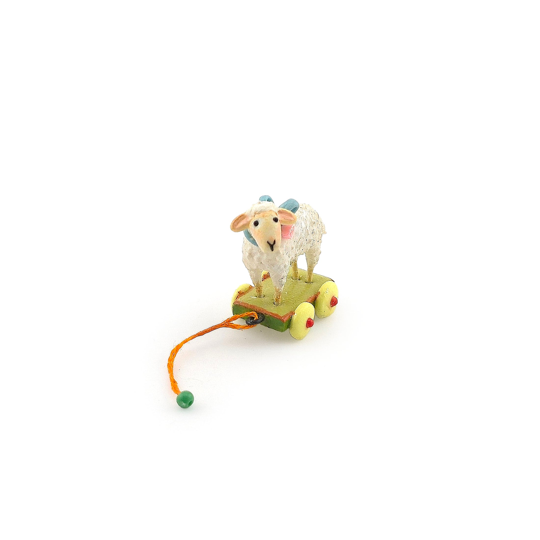 Hand-Painted Lamb Pull Toy Nursery Miniature by Jacqueline Dunn (2010)