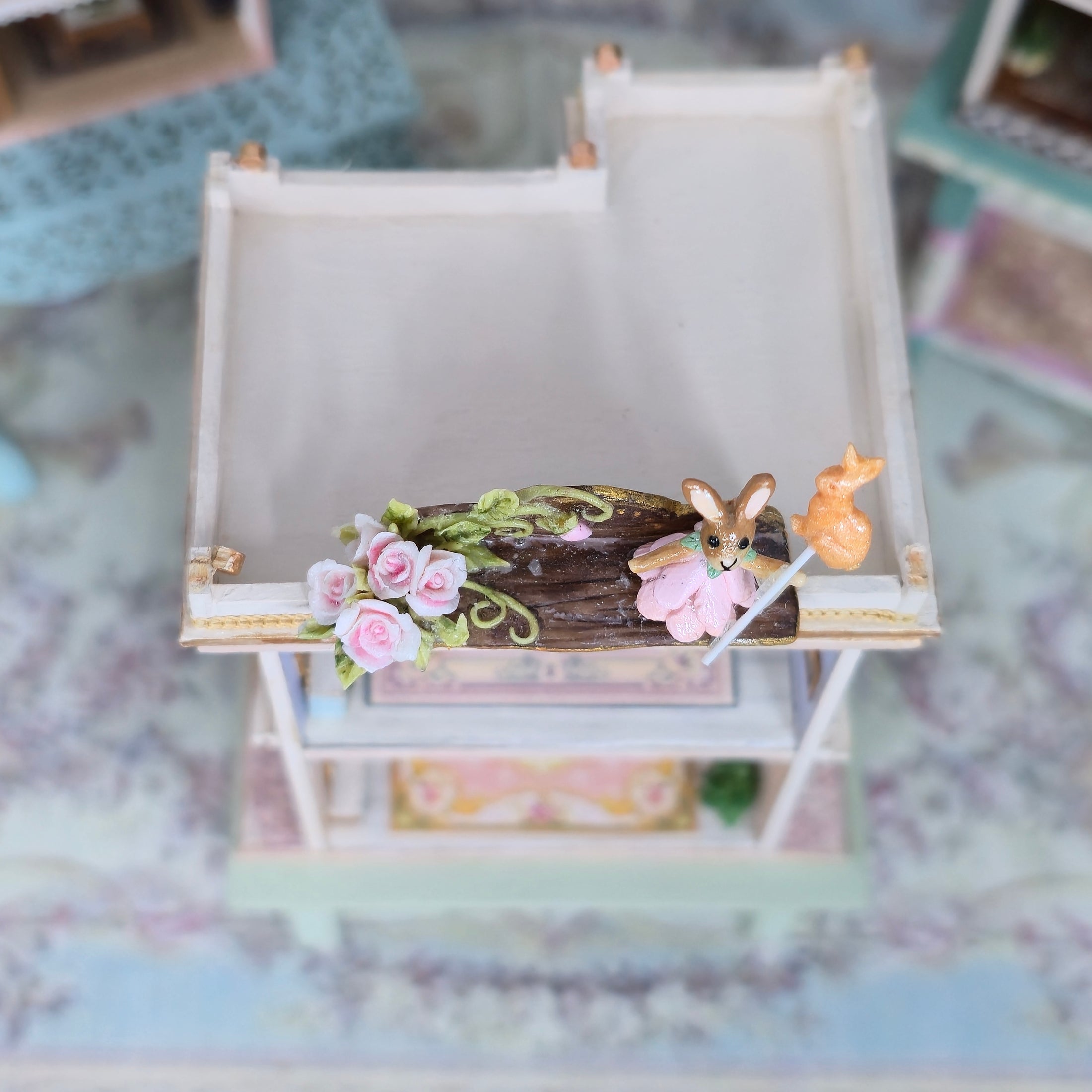Jacqueline Dunn OOAK Spring Easter Bunny Sculpted Clay Wall Shelf UK