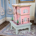 Load image into Gallery viewer, Hemy Eppich Grand Pink & White 1:144 Scale Dollhouse on Painted Table Nursery Display
