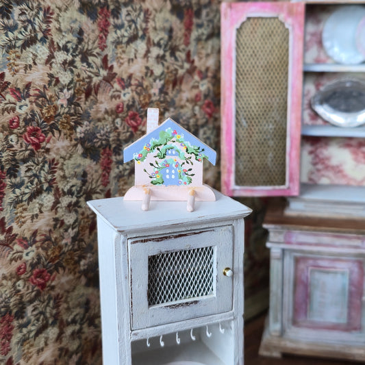 Folk Art Hand Painted House Wall Peg Kitchen Shelf Karen Markland