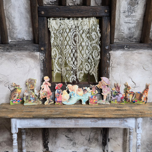 Set of Ten Miniature Vintage and Antique Style Easter Card Cutouts