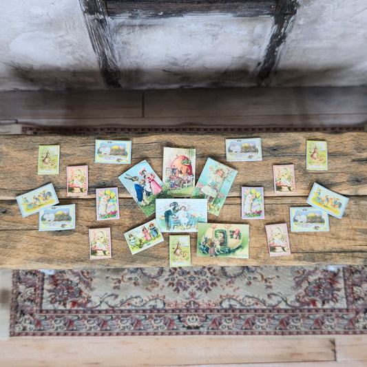 Set of Twenty-One Miniature Victorian Easter Greeting Cards