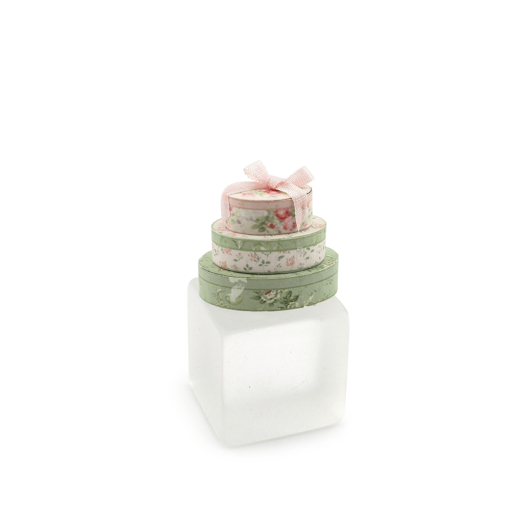 Stacked Floral Decorative Oval Boxes with Pink Silk Ribbon Vintage Artisan