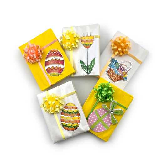 Set of Five Miniature Spring & Easter Wrapped Gifts Presents