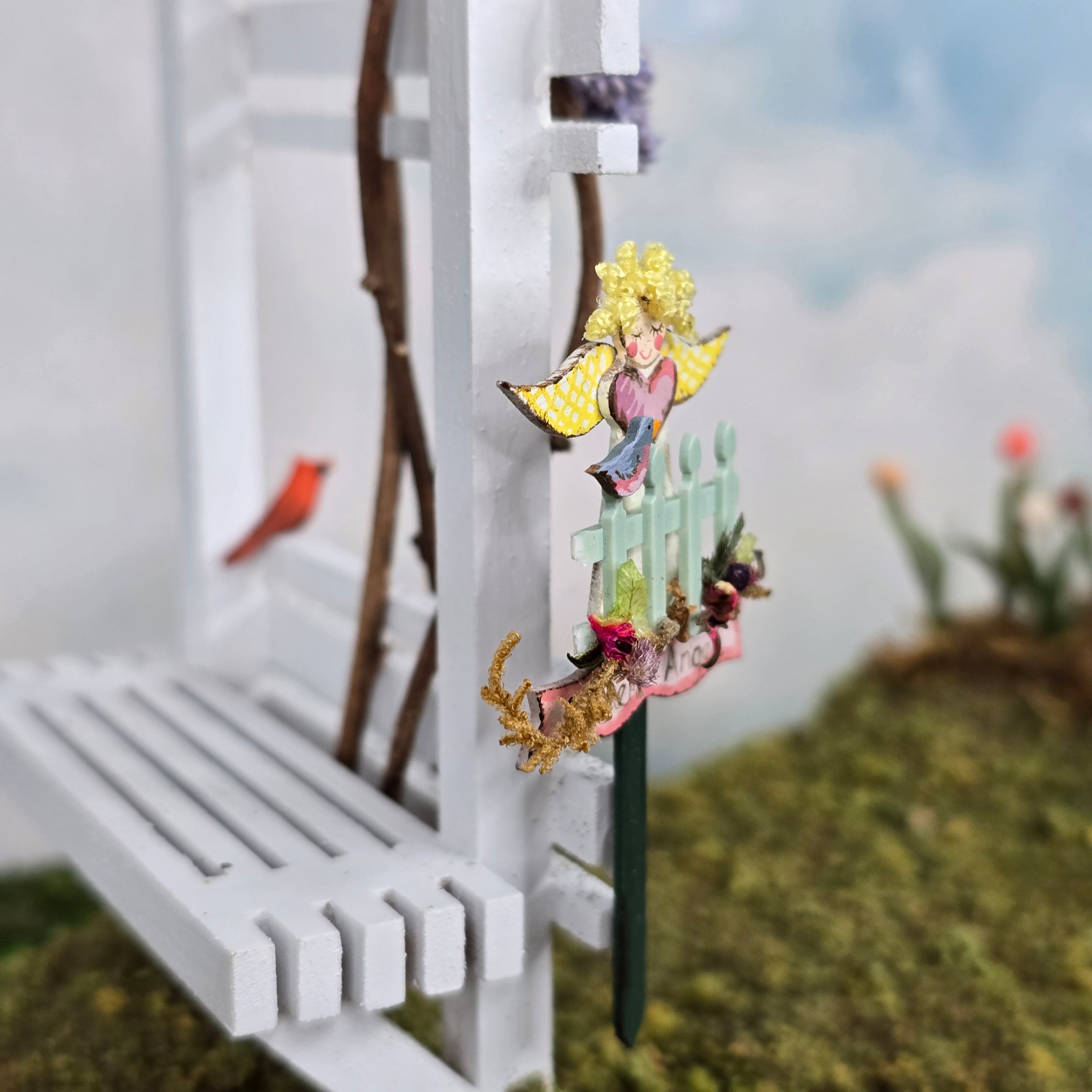 Karen Markland Garden Angel Folk Art Sign, 1996 Hand Painted