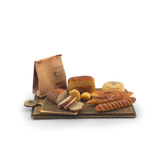Tomo Tanaka Nunu’s House Rustic Bread and Cheese Board Diorama Miniature