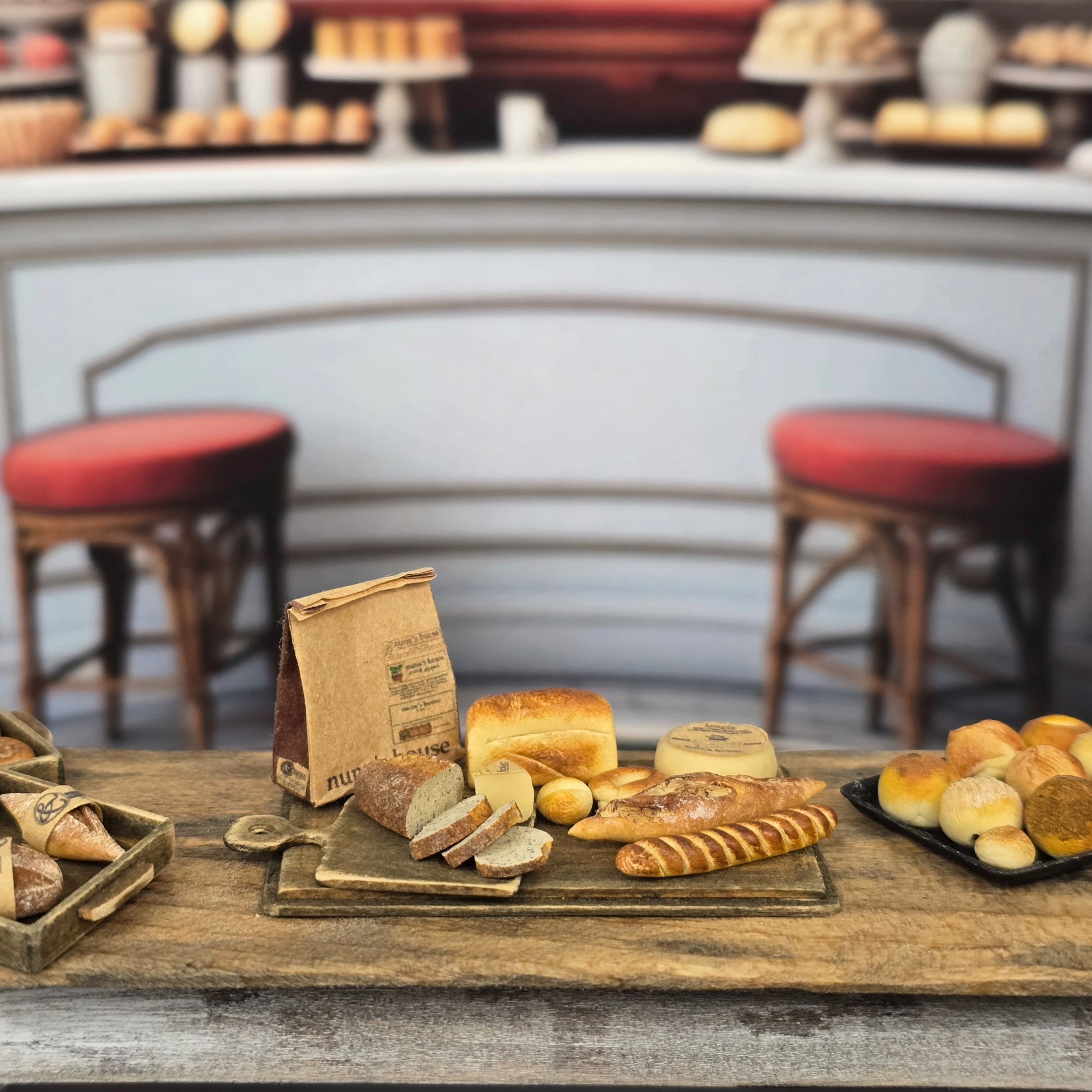 Tomo Tanaka Nunu’s House Rustic Bread and Cheese Board Diorama Miniature