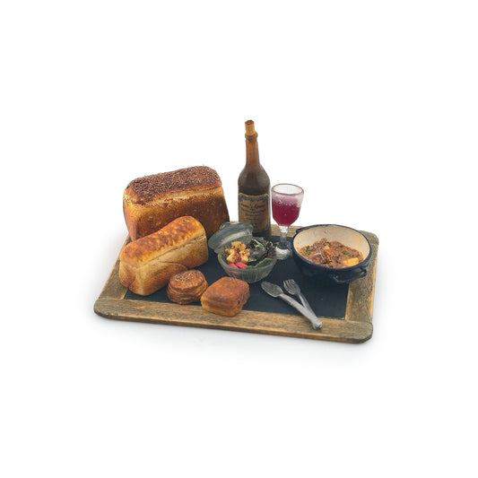 Tomo Tanaka Nunu’s House Rustic Bread and Wine Board Diorama Miniature