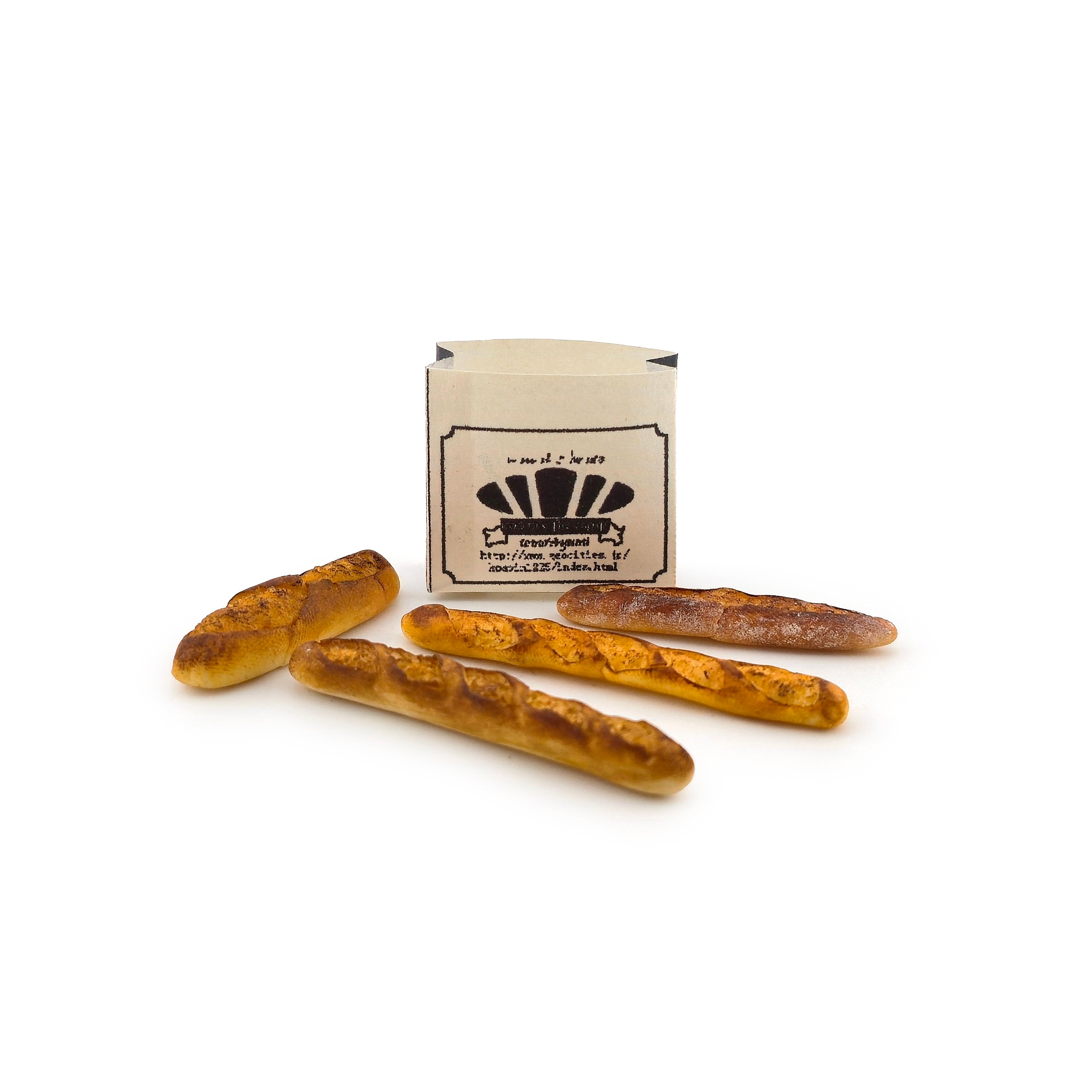 Tomo Tanaka Nunu’s House Baguette Bread Set & Bakery Bag Artisan Miniature Food