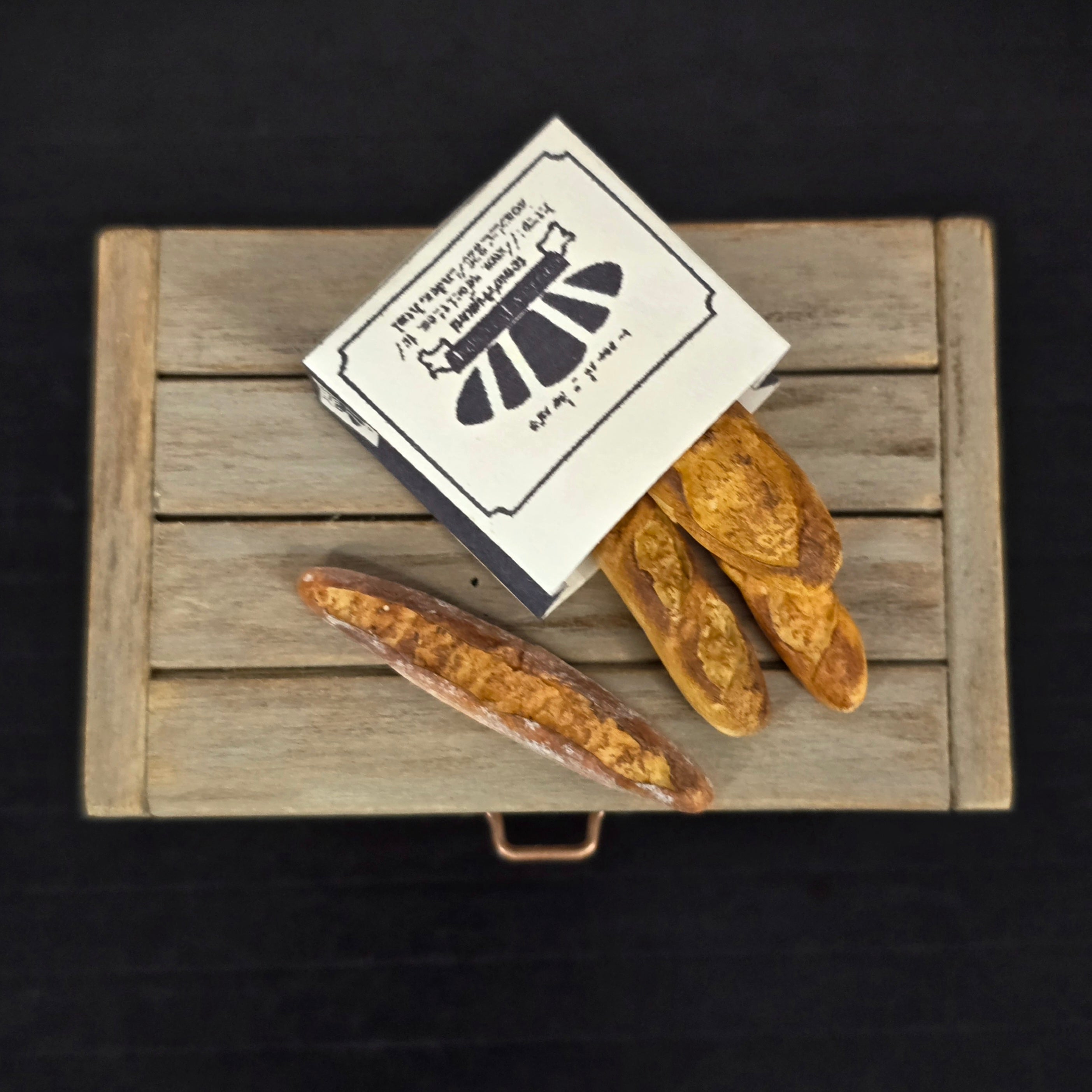 Tomo Tanaka Nunu’s House Baguette Bread Set & Bakery Bag Artisan Miniature Food