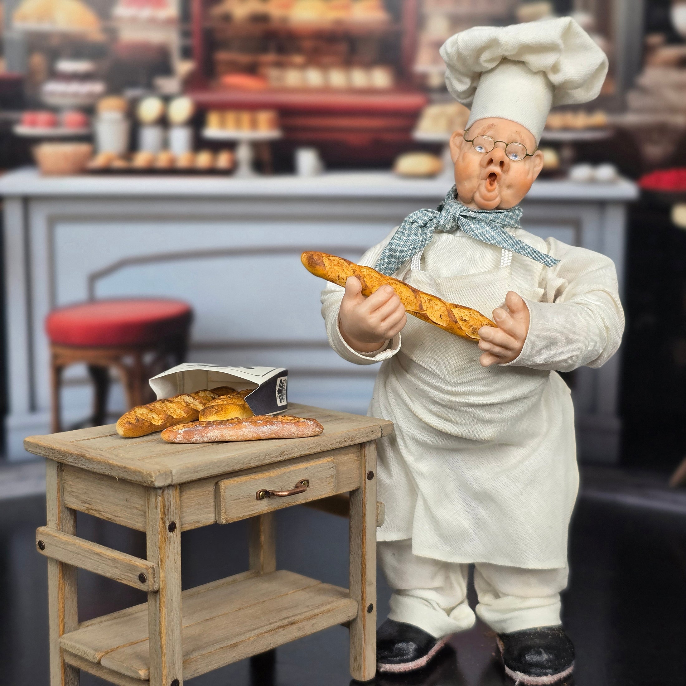 Tomo Tanaka Nunu’s House Baguette Bread Set & Bakery Bag Artisan Miniature Food