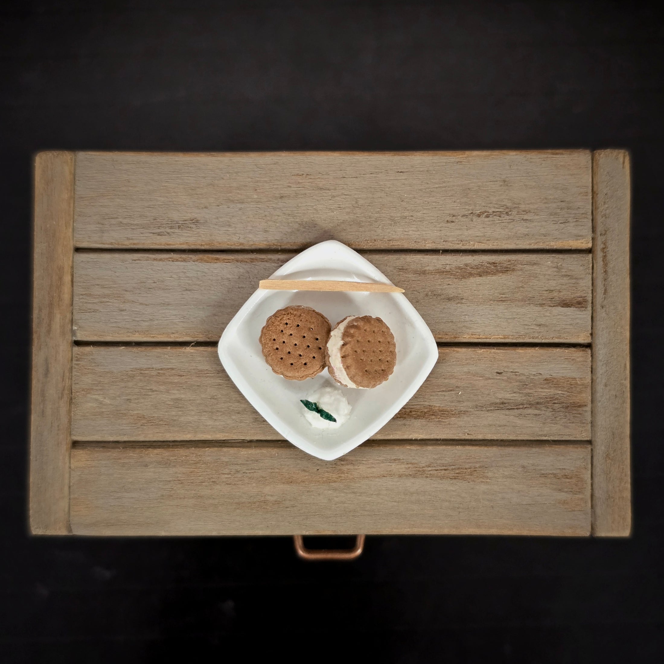 Tomo Tanaka Nunu’s House Ice Cream Cookie Sandwiches on Plate Artisan Miniature