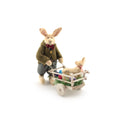 Load image into Gallery viewer, Veronique Lux Easter Bunny Father & Baby Easter Egg Cart Artisan France
