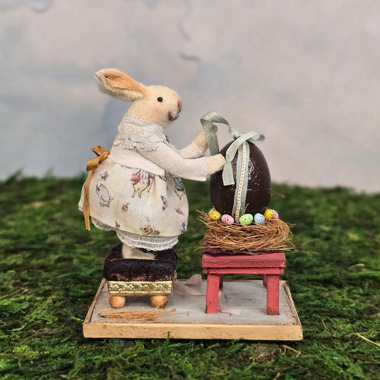 Veronique Lux Bunny Girl Decorating Easter Egg Spring Vignette France