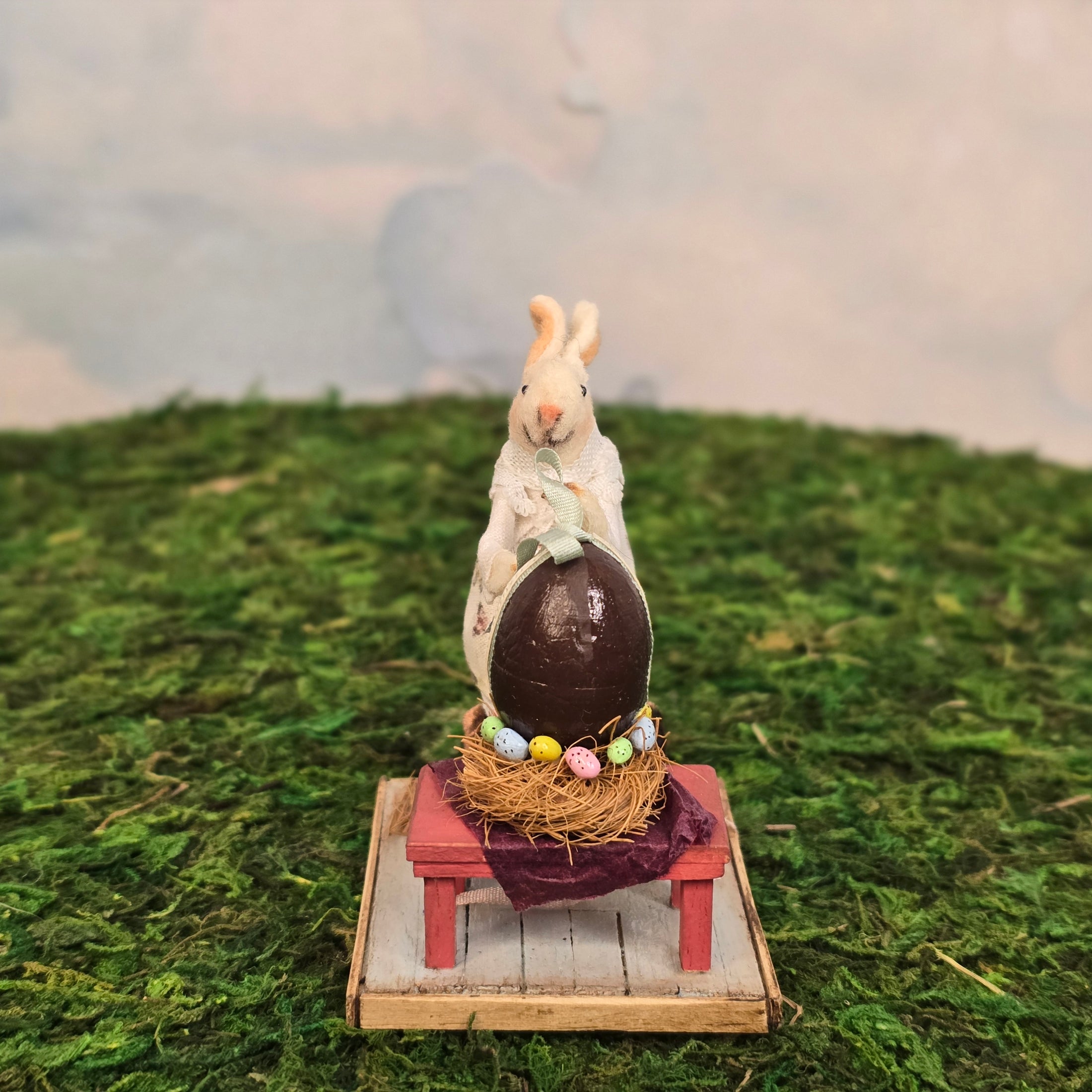 Veronique Lux Bunny Girl Decorating Easter Egg Spring Vignette France
