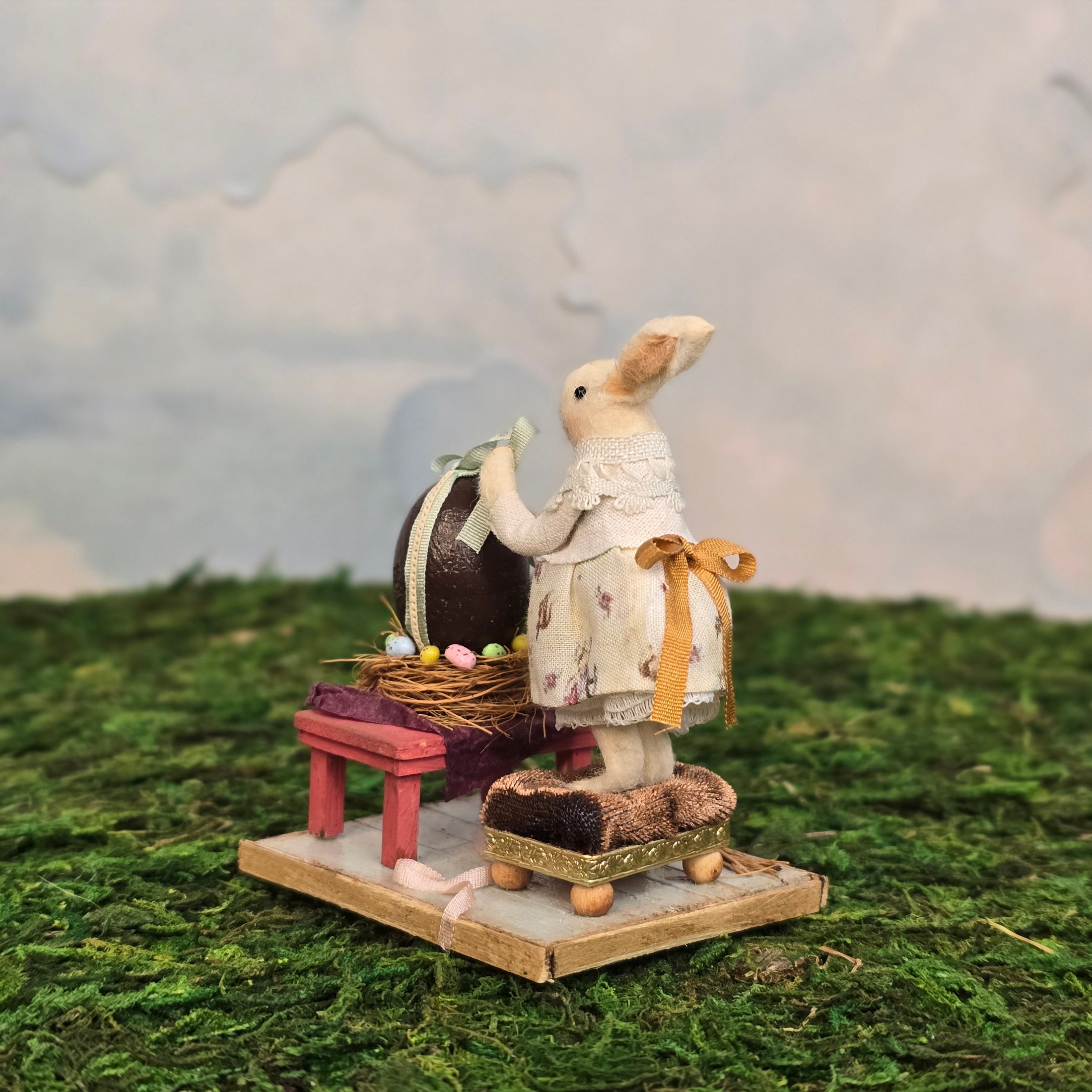 Veronique Lux Bunny Girl Decorating Easter Egg Spring Vignette France