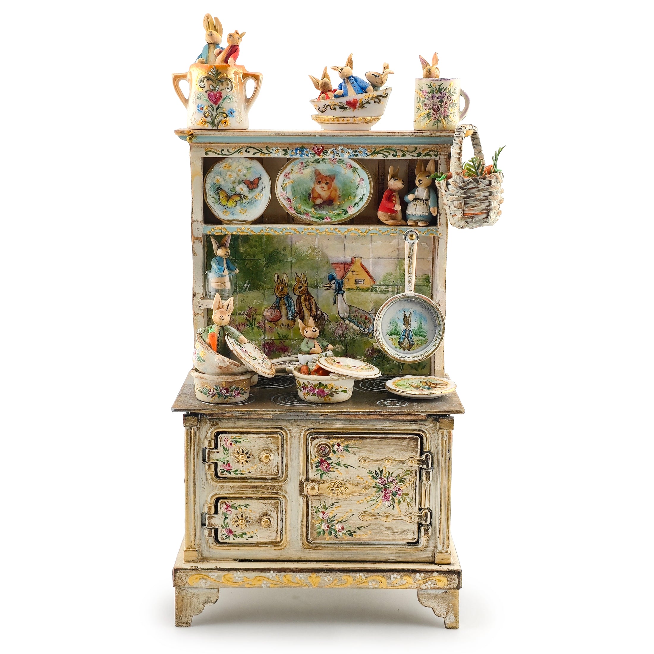 RESERVED FOR D ENGUITA Aida Pravia Peter Rabbit Fully Dressed Country Stove Hutch Diorama Spain