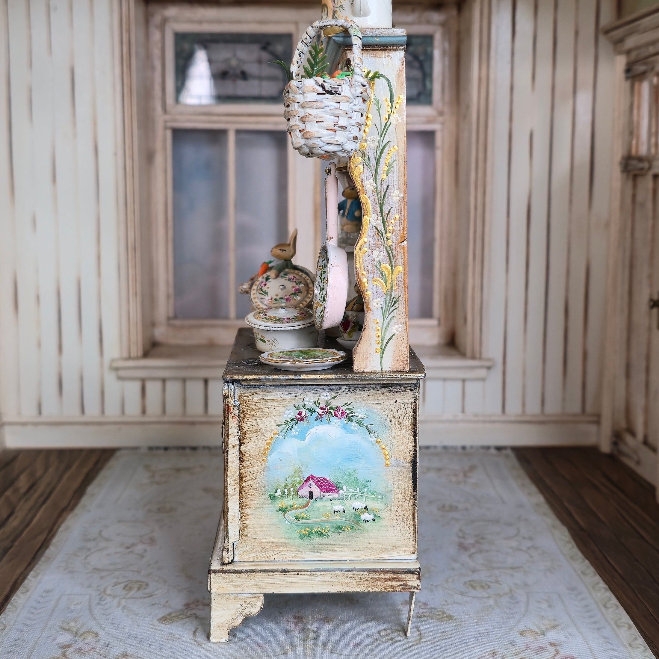 RESERVED FOR D ENGUITA Aida Pravia Peter Rabbit Fully Dressed Country Stove Hutch Diorama Spain