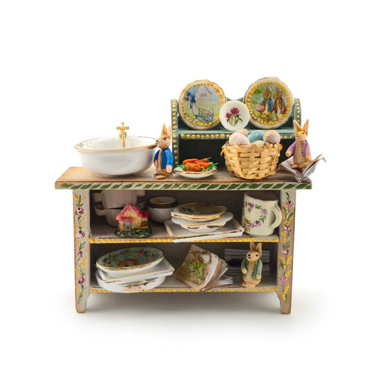 RESERVED FOR D ENGUITA Aida Pravia Peter Rabbit Dressed Country Sink Cabinet Diorama OOAK Spain