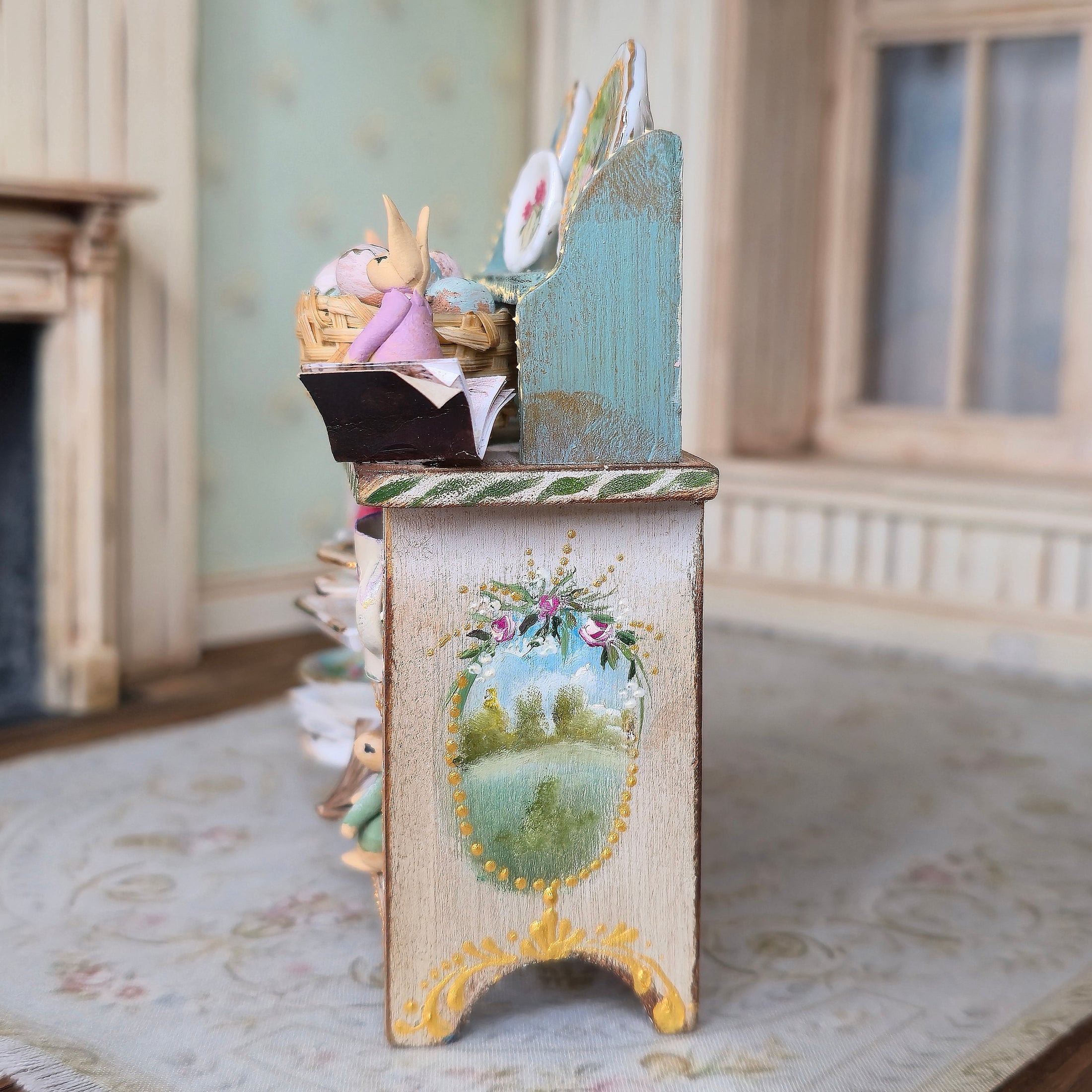 RESERVED FOR D ENGUITA Aida Pravia Peter Rabbit Dressed Country Sink Cabinet Diorama OOAK Spain