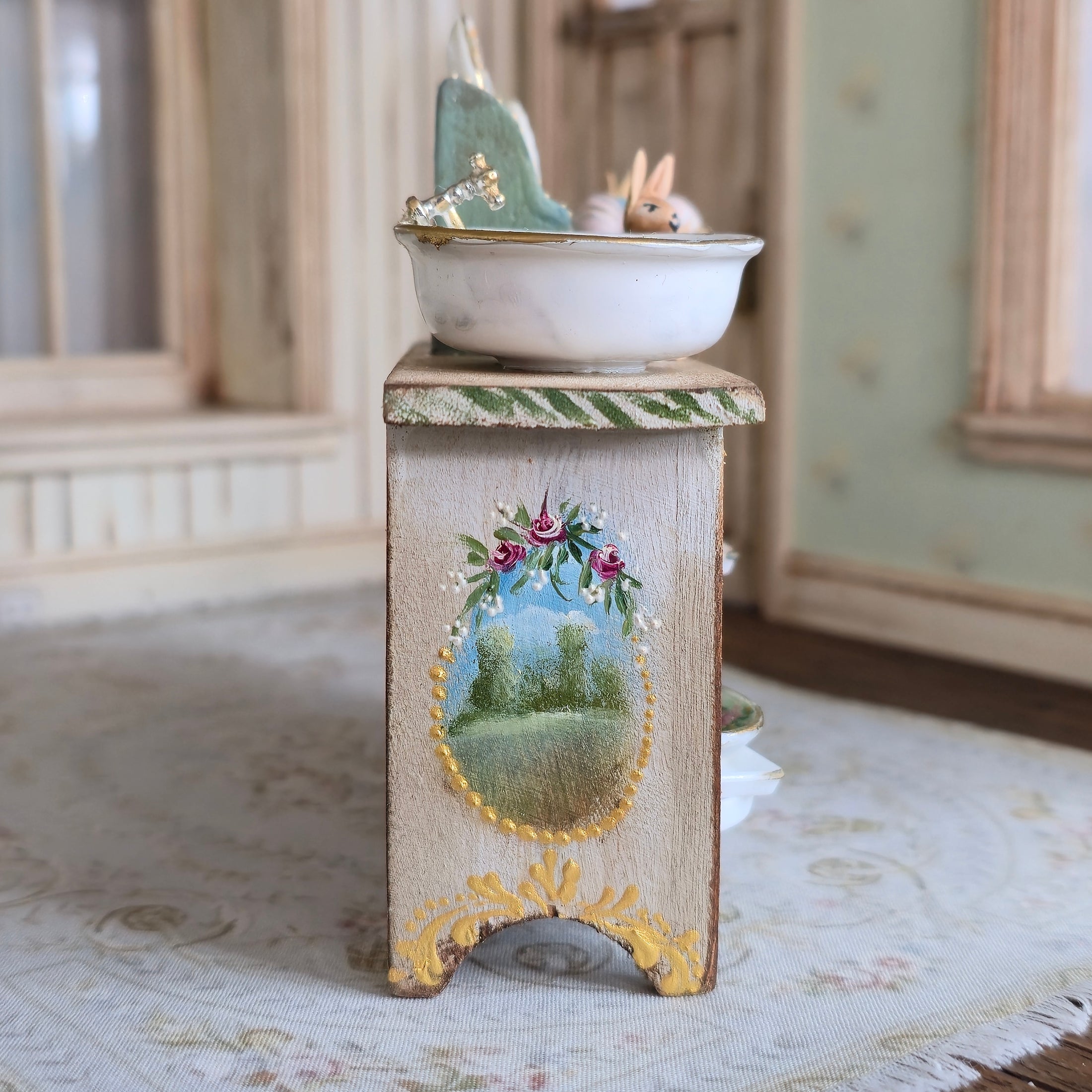 RESERVED FOR D ENGUITA Aida Pravia Peter Rabbit Dressed Country Sink Cabinet Diorama OOAK Spain