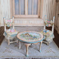 Load image into Gallery viewer, RESERVED FOR RB Aida Pravia Hand Painted Peter Rabbit Table & Chairs Set Porcelain Roses Spain
