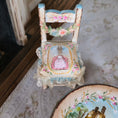 Load image into Gallery viewer, RESERVED FOR RB Aida Pravia Hand Painted Peter Rabbit Table & Chairs Set Porcelain Roses Spain
