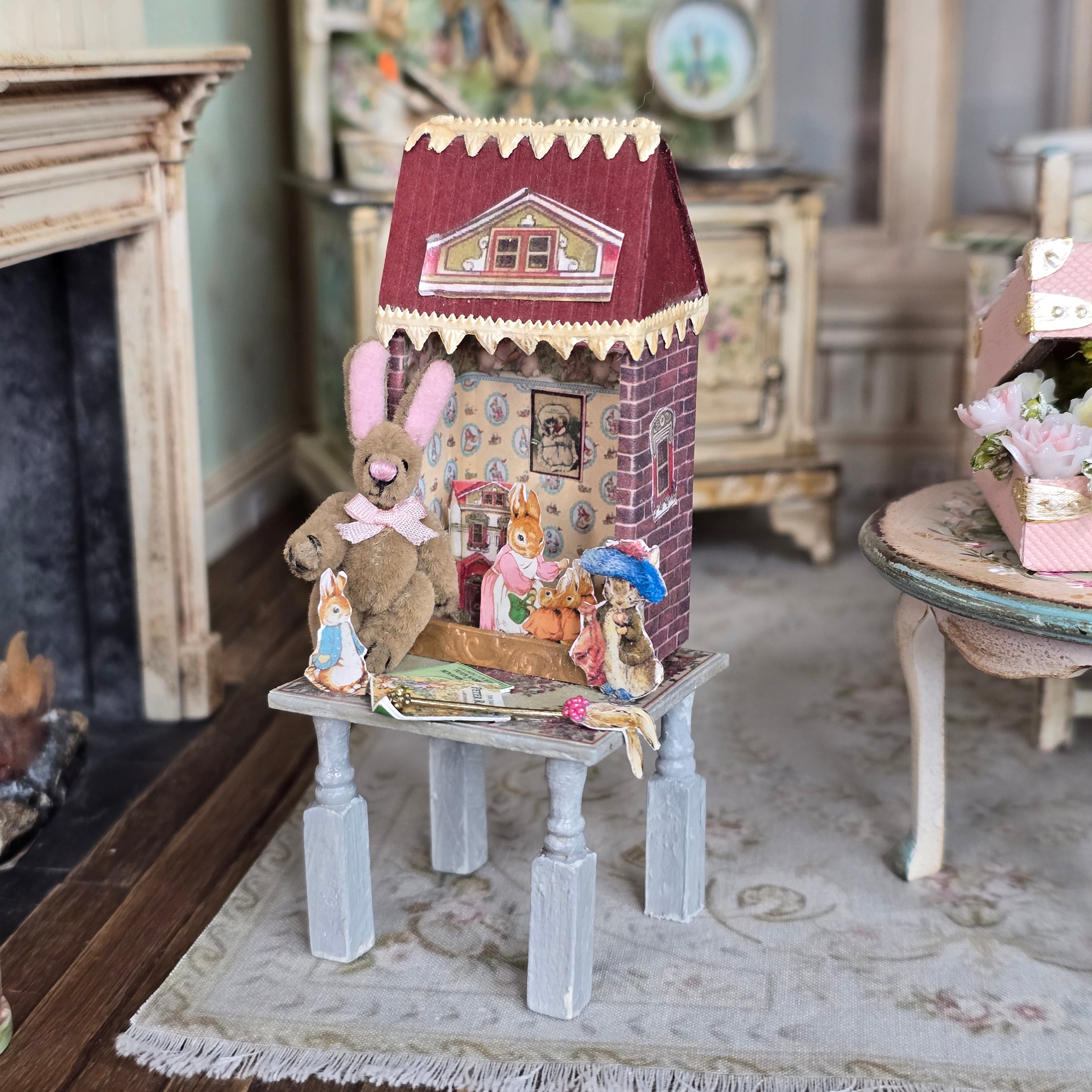 Peter Rabbit Doll's House Nursery Toys Table Display for Miniature Nursery
